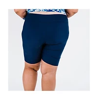 Calypsa Plus Maya Tankini Swim Top With Built-in Bra and High Waisted Long Bike Shorts