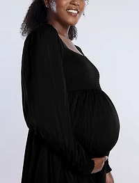 Motherhood Maternity Smocked Babydoll Long Sleeve Mini Dress