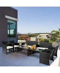 Vebreda Sugift 4 Pieces Patio Rattan Cushioned Furniture Set