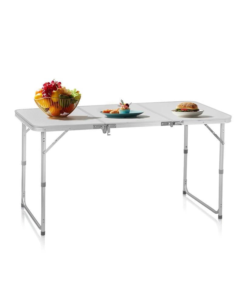 Slickblue 4FT Adjustable Height Camping Folding Table - Portable Picnic Table for Outdoor Adventures