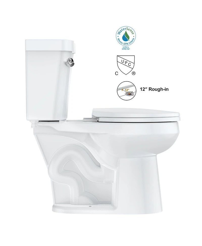 gaomon Two-Piece Toilet with Toilet Seat and Wax Ring, Round Toilets for Bathrooms, 1.28 Siphonic Flush Toilet (Toilet Seat Included)