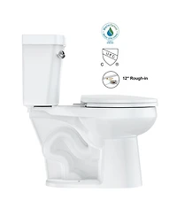 gaomon Two-Piece Toilet with Toilet Seat and Wax Ring, Round Toilets for Bathrooms, 1.28 Siphonic Flush Toilet (Toilet Seat Included)