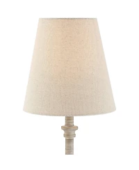 Regency Hill Loreno Traditional Buffet Table Lamps 24" High Set of 2 Whitewashed Oatmeal Linen Drum Shade for Bedroom Living Nightstand Family Ro