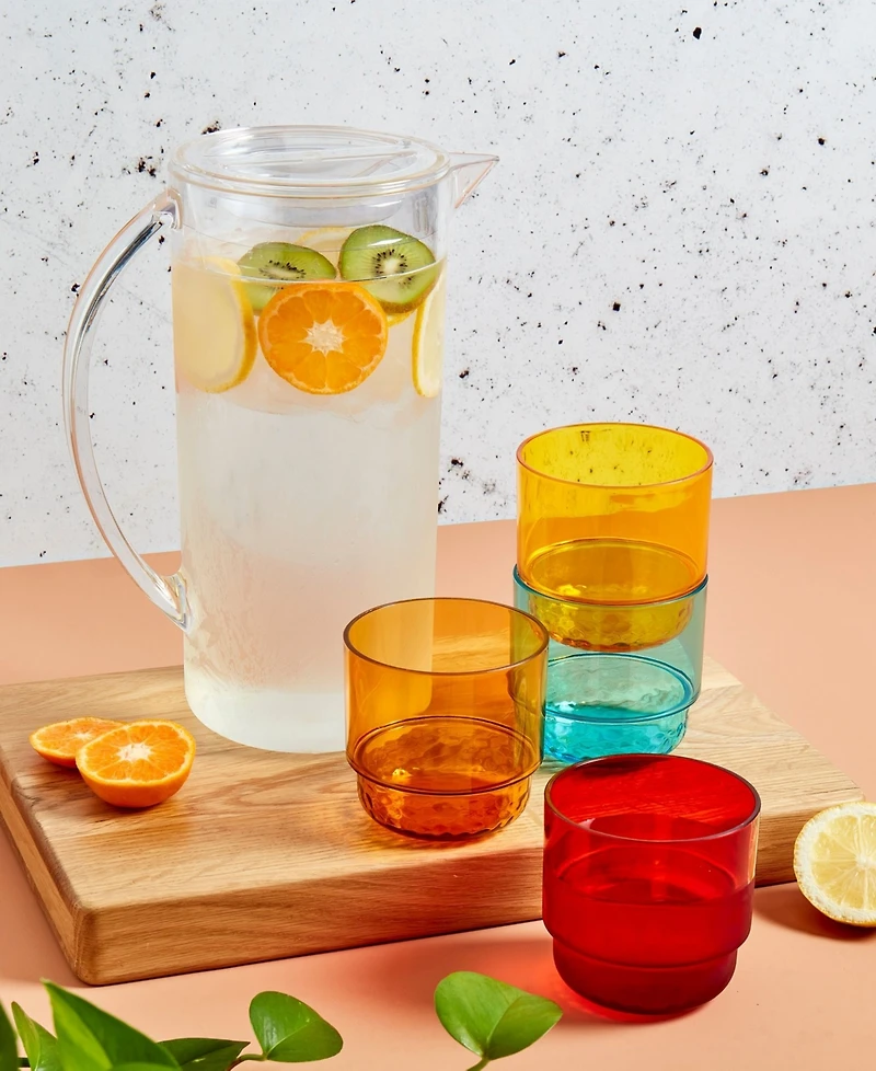 Infuse 5 Piece Acrylic Pitcher & Glasses Drinkware Set