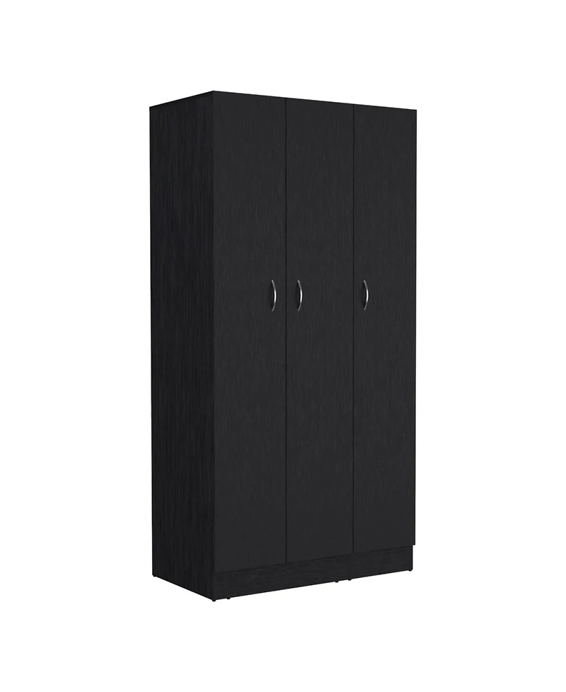 Westbury Wardrobe Armoire with 3-Doors and 2-Inner Drawers, Black