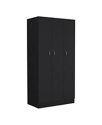 Westbury Wardrobe Armoire with 3-Doors and 2-Inner Drawers, Black