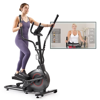 Sunny Health & Fitness Ultra Silent Smart Elliptical Exerciser, 300LB Capacity & 16” Long Stride with Free SunnyFit App Bluetooth Connection