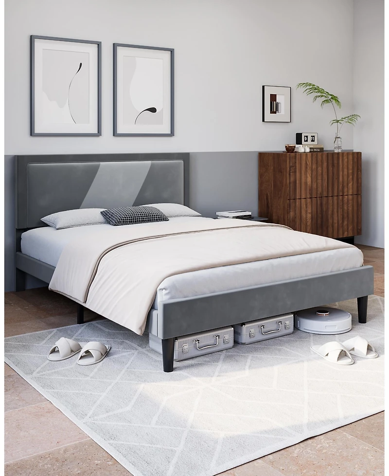 gaomon Upholstered Bed Frame With Adjustable Headboard - Modern Platform Bed Frame With Wood Slats Support - Easy Assembly