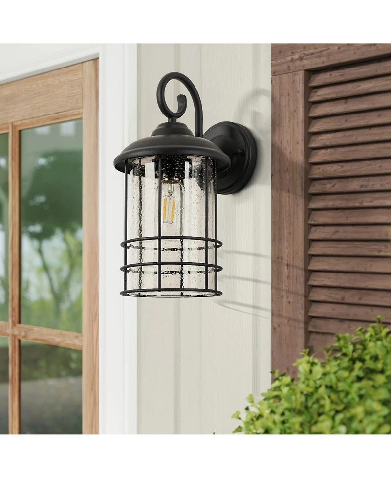 Flynama 1-Light Textured Black not Motion Sensing Dusk to DaWn Outdoor HardWired Wall Lantern Sconce With Led