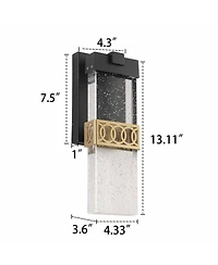 Flynama 1-Light Black and Gold not Motion Sensing Led Outdoor Hardwired Wall Lantern Sconce with No Bulbs Included