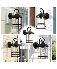 Flynama 1-Light Textured Black not Motion Sensing Dusk to DaWn Outdoor HardWired Wall Lantern Sconce With Led