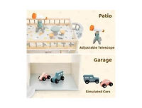 Hongge Wooden Corner Dollhouse Playset with 41 Pieces Accessories for Kids 3+ Years Old