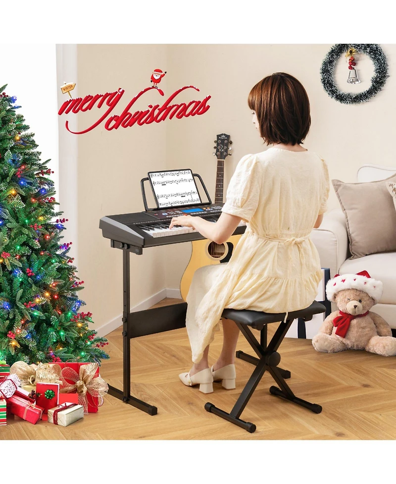 Hongge 61-Key Electronic Keyboard Piano Starter Set with Stand Bench and Headphones