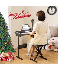 Hongge 61-Key Electronic Keyboard Piano Starter Set with Stand Bench and Headphones