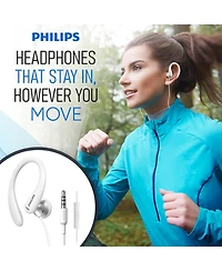 Philips Flexible Earhook Headphones - Secure Fit, Neodymium Drivers, Lightweight, Ergonomic Design, Durable Build, and 3.5mm Jack for Active Use