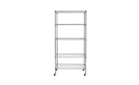 Slickblue 5-Tier Nsf-Certified Steel Wire Shelving with Wheels - Chrome