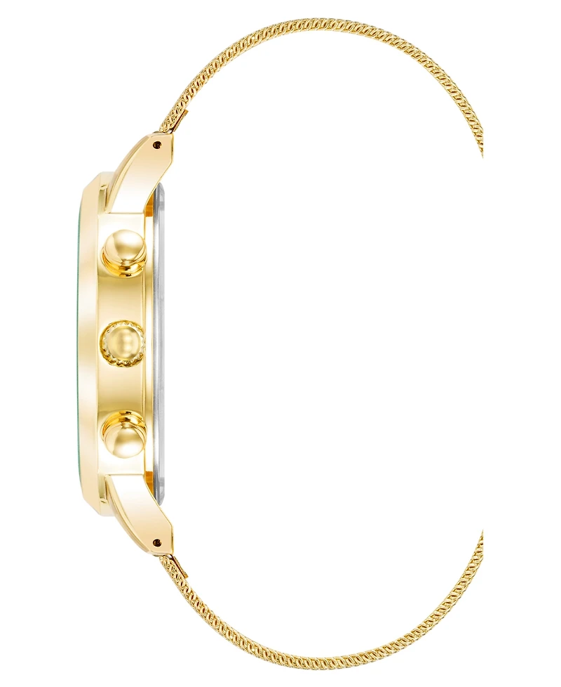 Steve Madden Men's Minimalist Black and Gold-Tone Stainless Steel Mesh Watch, 45mm