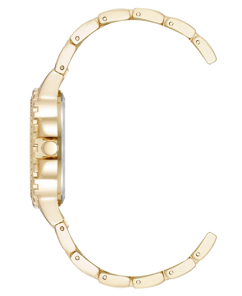 Steve Madden Women's Charming Black and Gold-Tone Alloy Metal Bracelet Watch, 38mm