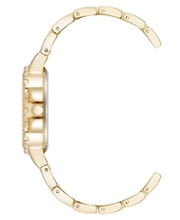 Steve Madden Women's Charming Black and Gold-Tone Alloy Metal Bracelet Watch, 38mm