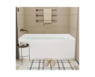 gaomon 60 Inch Acrylic Rectangular Alcove Soaking Bathtub, Rectangle 60-Inch x -Inch Alcove Bath with Integral Apron