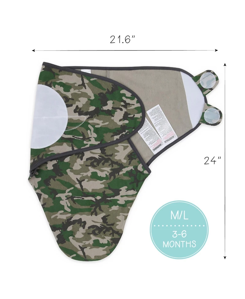 The Peanutshell Newborn Swaddles for Baby Boys and Girls, 3 Pack Set, Camo Elephant