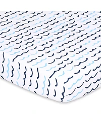 The Peanutshell Pack n Play, Mini Crib, Portable Crib or Fitted Playard Sheets for Baby Boy, 3 Pack Set, Navy, White & Blue Nautical Print