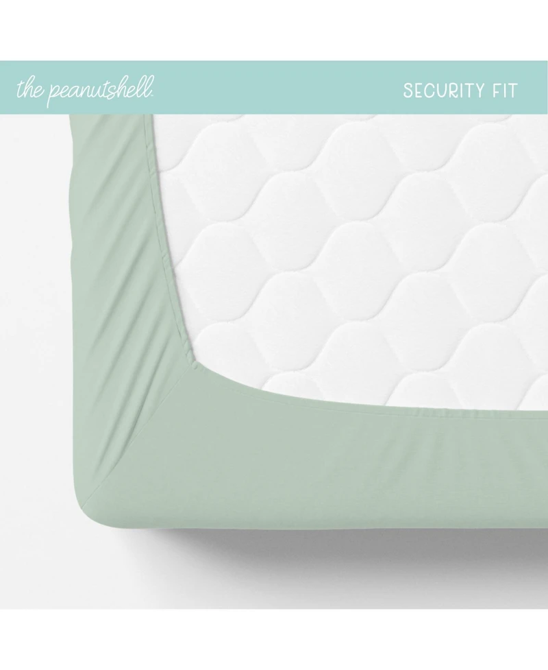 The Peanutshell Green Safari Bassinet Sheets for Newborn Baby Girl or Baby Boy, 4 Pack Set