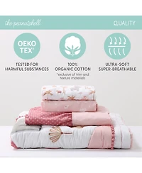 The Peanutshell Safari Oasis, Cotton Crib Bedding Set for Baby Girls, 4 Pieces