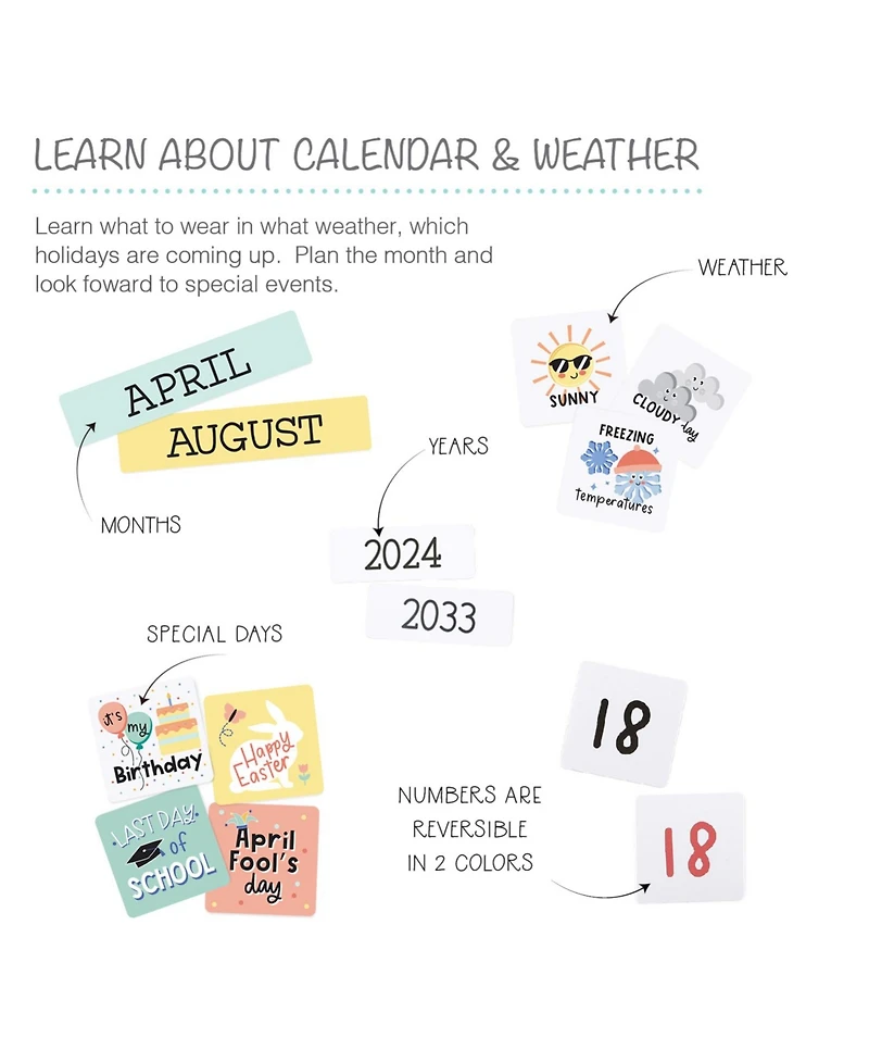 The Peanutshell Today Is A Good Day Educational Wall Calendar for Kids with Activities, Preschoolers Ages 3+, Jumbo Size 28"x38", Wood Grain Boho Clas