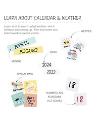 The Peanutshell Today Is A Good Day Educational Wall Calendar for Kids with Activities, Preschoolers Ages 3+, Jumbo Size 28"x38", Wood Grain Boho Clas