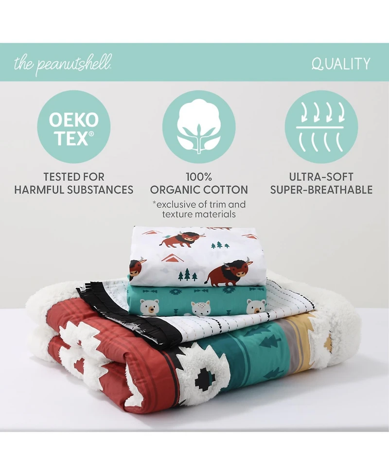 The Peanutshell Western Woods Cotton Crib Bedding Set for Baby Boys, 4 Pieces