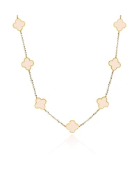 The Lovery Small Pink Pearl Clover Necklace 14K Gold