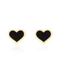 The Lovery Large Onyx Heart Stud Earrings 14K Gold