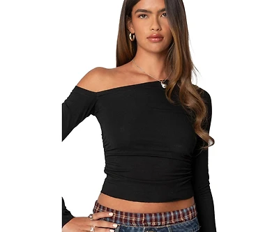 Edikted Womens Stacie Asymmetric Long Sleeve Top