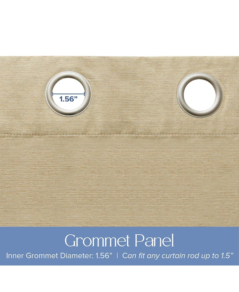 Brushed Serengeti Stria 100% Blackout Grommet Pair (2 panels