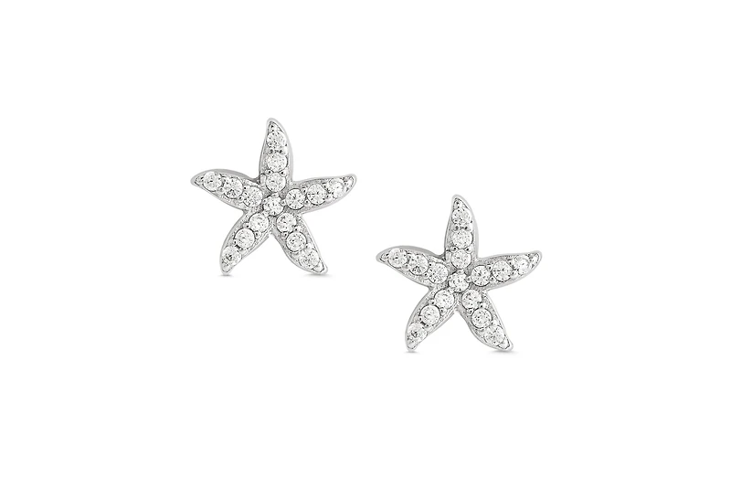 Lily Nily Girls Starfish Cz Stud Earrings in Sterling Silver