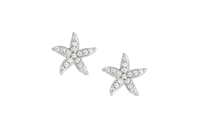 Lily Nily Girls Starfish Cz Stud Earrings in Sterling Silver