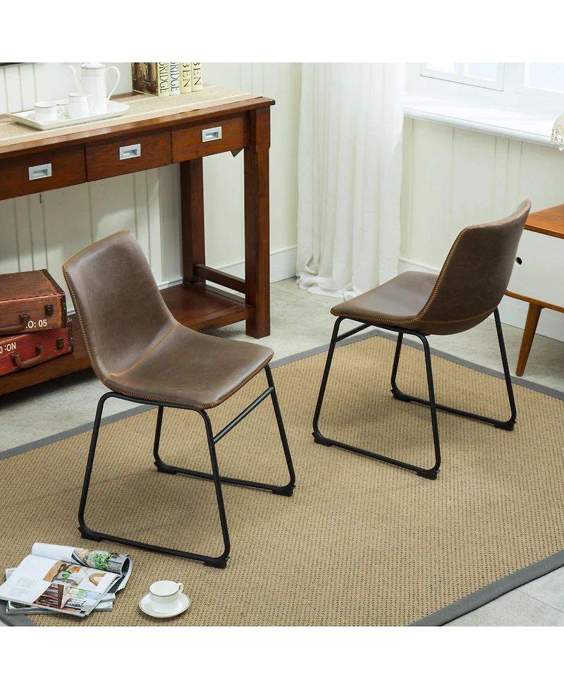Streamdale 3-Piece Round Dining Set, Trestle Dining Table with 2 Stylish Chairs