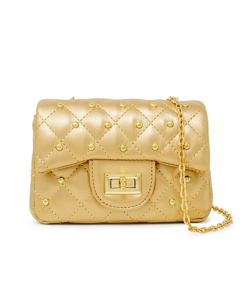 Tiny Treats + Zomi Gems Girls Classic Quilted Stud Handbag, Gold