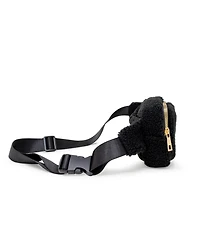 Tiny Treats + Zomi Gems Girls Fuzzy Belt Bag with Heart for Kids, Black