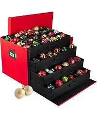 Florida Brands Christmas Ornament Storage Box with Dividers and 4 Removable Trays Stores up to 96-3" Ornaments