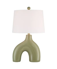 360 Lighting Lyrah 25" High Mid Century Modern Table Lamp Green Glaze Finish Ceramic Single White Shade Living Room Bedroom