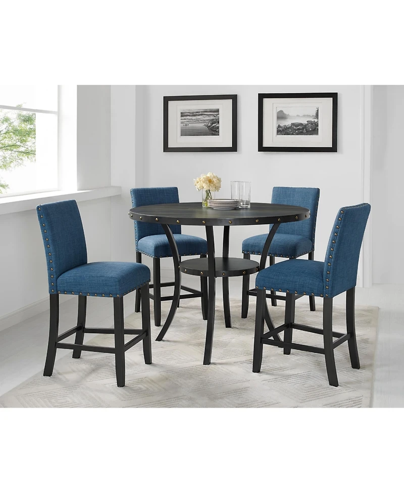 Streamdale Biony Espresso Nailhead Round Dining Table