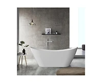 gaomon 67; Freestanding Bathtub, Acrylic Streamline Stand Alone Soaking Bath Tubs for Adult with Overflow and Drain in Chrome, Perfect for Your Bathro