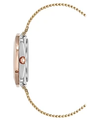 Anne Klein Women's Quartz Elegant Hidden Crystal Tri-Tone Stainless Steel Mesh Band Watch, 28mm