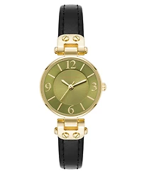 Anne Klein Women's Quartz Black Essential Leather and Gold-Tone Alloy Metal Strap Watch