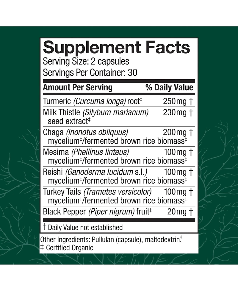Host Defense MycoBotanicals Liver Capsules - Liver Health Supplement with Milk Thistle & Turmeric Root