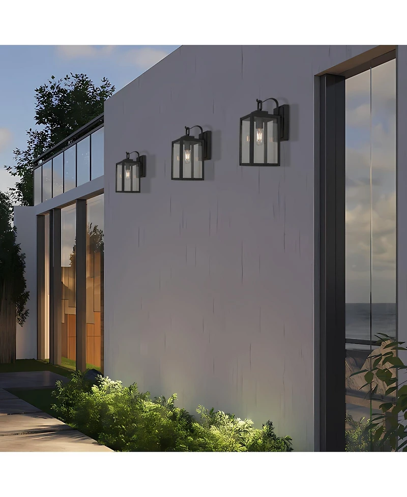 Flynama 1-Light Matte Black Sensing Outdoor Hardwired Wall Sconce with No Included