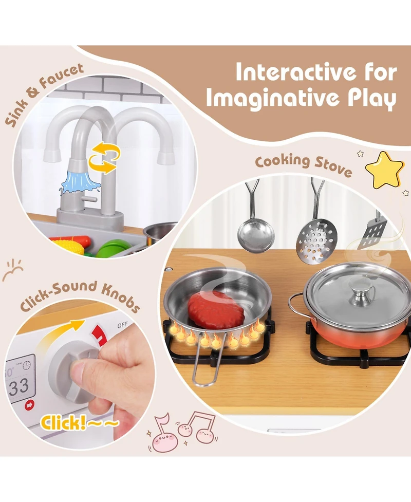 Hongge Toddler Pretend Play Kitchen Toy with Stove for 3+ Boys and Girls