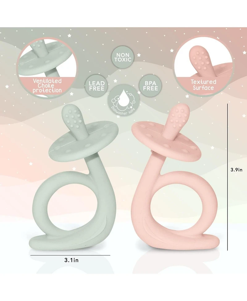 Sperric Baby Girls Teething Toys, 100% Food-Grade Silicone Teethers 0-6 Months Teether Toys 0-6 Months Bpa Free Chew Toys for Sucking Needs Teething T